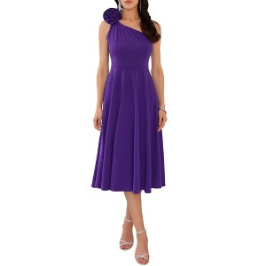 INSPIRE CHIC Women's One-Shoulder Sleeveless Elegant Bow Cocktail Midi Dresses - 1 of 4