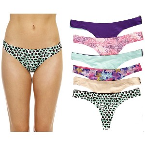 Just Intimates Laser Cut Thongs Panties for Women  Underwear (Pack of 6) - 1 of 3