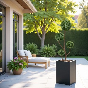 GDFStudio Ravel Modern 4FT Tall Artificial Boxwood Topiary Tree with Pot - 1 of 4