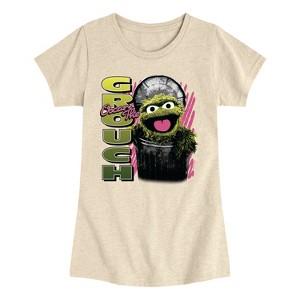 Girls' - Sesame Street - Oscar the Grouch Fitted Short Sleeve Graphic T-Shirt - 1 of 4