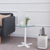 MAYEERTY Tempered Clear Rould Glass Dinning Table with White Leg - 3 of 4