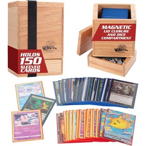 Monster Wooden Deck Box w Dice Tray - Holds 150 Sleeved Cards- Compatible w Yugioh Commander Magic the Gathering Sports/Trading Cards, Gift - 1 of 4