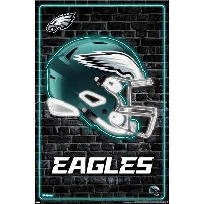 Trends International NFL Philadelphia Eagles - Neon Helmet 23 Framed Wall Poster Prints Black Framed Version 14.725' x 22.375'