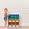 ECR4Kids Streamline 15 Cubby Tray Cabinet with 15 Scoop Front Storage Bins, 5x3, White Wash - 4 of 4