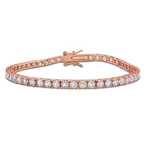 EVERLY JEWELRY | Rose Plated Sterling Silver 9 CT TGW Created White Sapphire Bracelet, 7.25-inch - 1 of 4