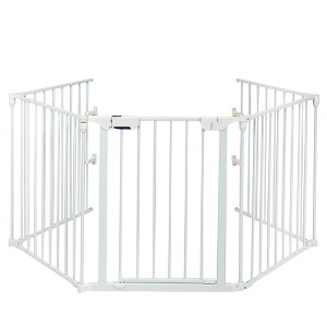 Costway Fireplace Fence Safety Fence Hearth Gate BBQ Metal Fire Gate Pet White - 1 of 4