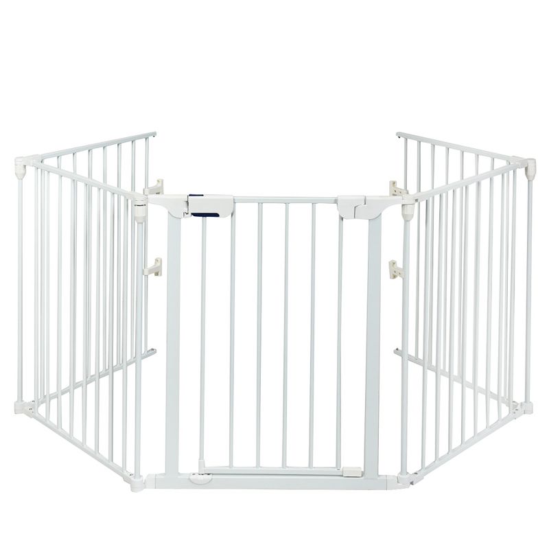 Costway Fireplace Fence Safety Fence Hearth Gate BBQ Metal Fire Gate Pet White, 1 of 11