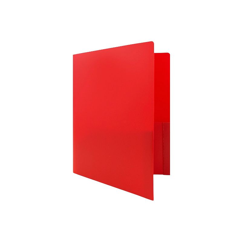 JAM Paper Heavy Duty 2-Pocket Presentation Folders Red 108/Box 383HREB, 4 of 5