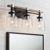 Possini Euro Design Broadway Modern Industrial Wall Light Black Faux Wood Hardwire 23" 3-Light Fixture Clear Seedy Glass for Bedroom Bathroom Vanity - 2 of 4