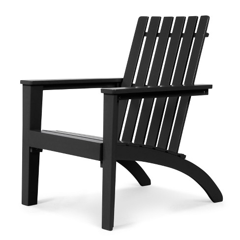 Tangkula Wooden Adirondack Chair W Ergonomic Design Outdoor Lounge Armchair Acacia Wood chair for Yard Patio Black