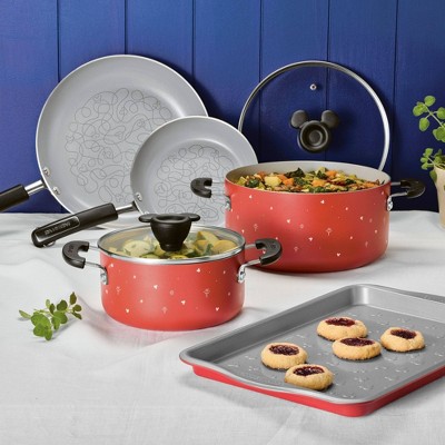 Red Aluminum Disney Nonstick 7-Piece Cookware Set