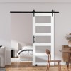 VEVOR Barn Door and Hardware Kit, 32" x 84" Wood and Glass Sliding Barn Door, Barn Door Kit with 8-in-1 Floor Guide and Door Handle,White&Black - 2 of 4