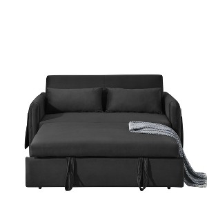 NicBex 55" Convertible Velvet Loveseat Sofa with 2 Detachable Arm Pockets, 2 Pillows and Adjustable Backrest for Living Room - 1 of 4