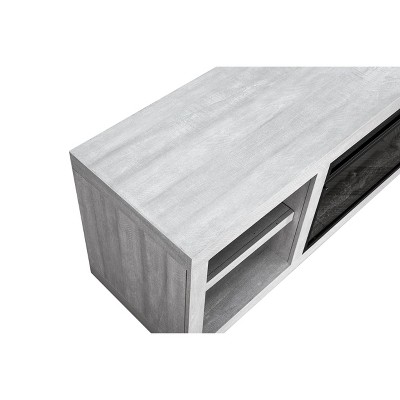 77-inch White Wooden TV Stand with Electric Fireplace