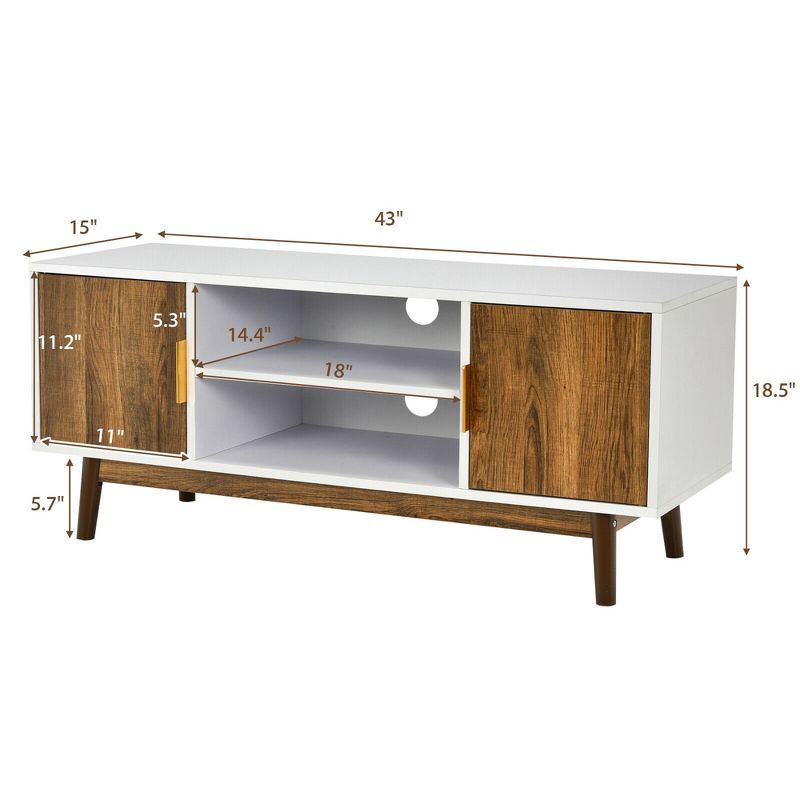 Costway TV Stand Entertainment Media Console w/2 Storage Cabinets & Open Shelves, 3 of 16