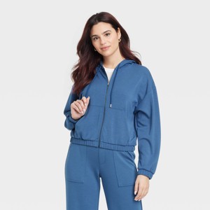 Women's Sandwash Hooded Zip-Up Sweatshirt - A New Day™ - 1 of 4