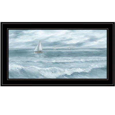 HomeRoots Three Sailboats Black Framed Print Wall Art