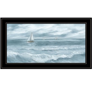 HomeRoots Three Sailboats Black Framed Print Wall Art - 1 of 4