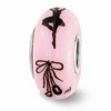 Black Bow Jewelry Fenton Pink Hand Painted Ballerina Glass & Sterling Silver Bead Charm - 3 of 4