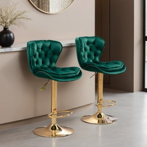 Leovsnove Barstools Set of 2 Modern Swivel Pub Height Barstool, High Dining Chair with Velvet Seat, Backrest, Armless Hydraulic Counter Stool - 1 of 4