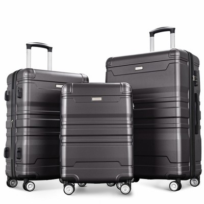 3 Pcs Luggage Set, Abs Hardshell Expanable Spinner Suitcase With Tsa ...