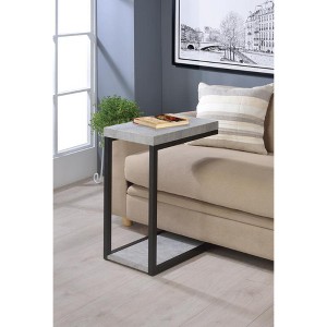 Snack Table with Cement Top and Metal Frame ¨C Ideal for Modern Living Rooms - 1 of 4