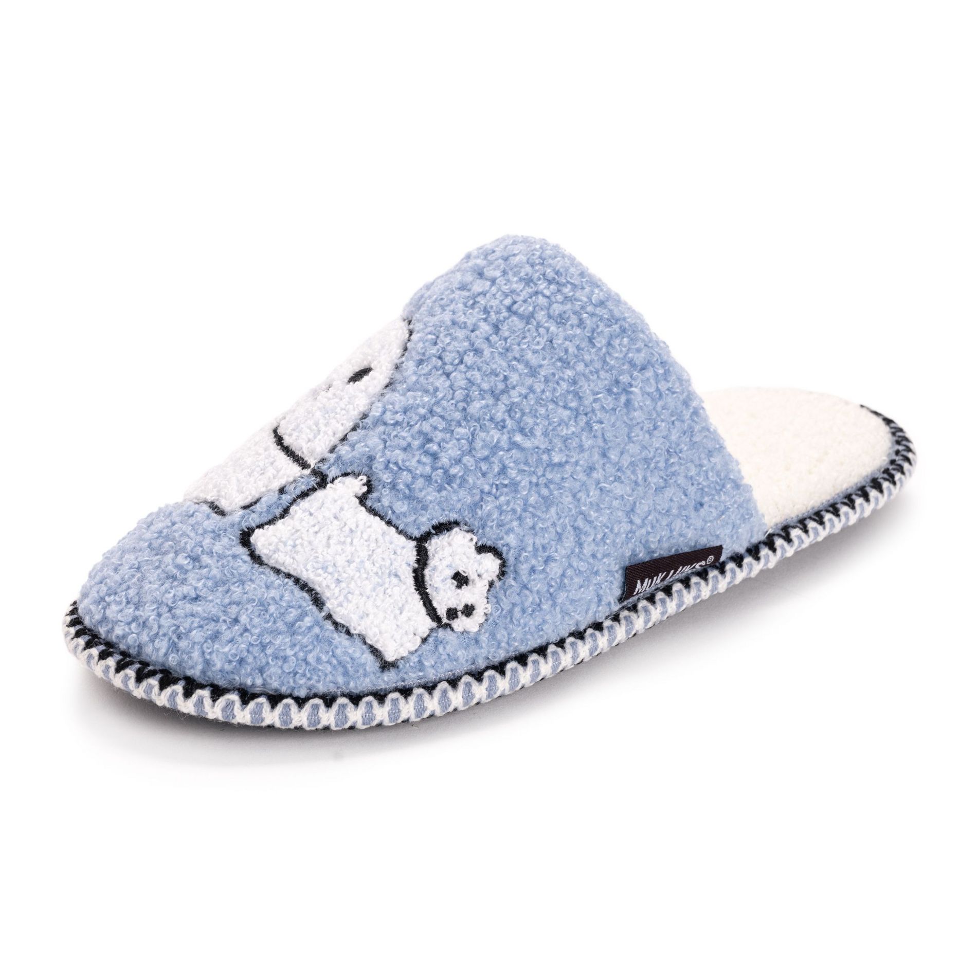 MUK LUKS Women's Punch Needle Scuff Slipper, Ghost Dogwalker, M (7-8)