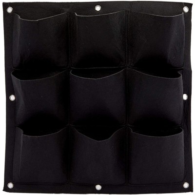 Farmlyn Creek 20 Pack Black Felt Wall Hanging Planter, 9 Pockets Plant Grow Bags, Indoor Outdoor Garden 20" x 20"