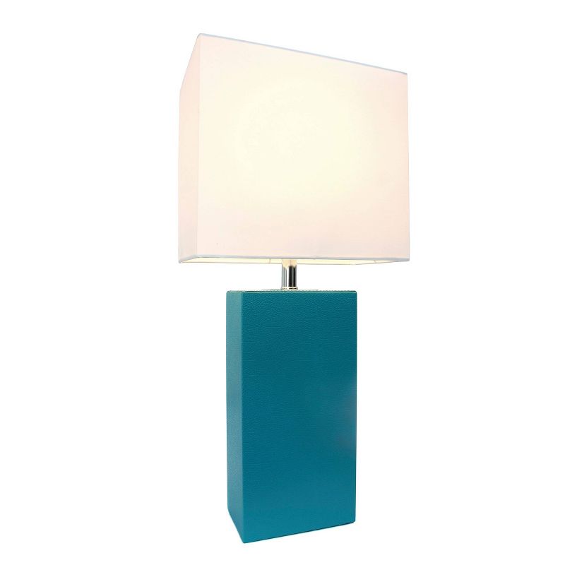 Leather Table Lamp with Fabric Shade  - Elegant Designs, 3 of 6