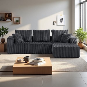 104" Corduroy Modular 4-Seater L-Shaped Sectional Sofa, Deep Seat - 1 of 2