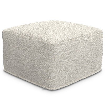 NicBex Large Square Boucle Pouf Ottoman Footstool for Living Room, Bedroom, Ivory