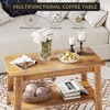 Modern Farmhouse Coffee Table with Storage Shelf, 2-Tier Rectangular Center Table - 4 of 4