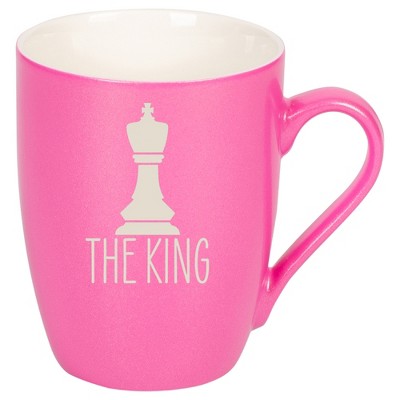 100 North Chess Game 10 Ounce Pink Metallic Finish, Comfortably Fits Your Hands, New Bone China Coffee Tea Cup Mug, The King