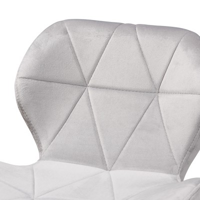 Savara Grey Velvet and Gold Metal Swivel Desk Chair