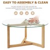 Lirago Round Glass Coffee Table Modern Cocktail Table Easy Assembly with Tempered Glass Top & Sturdy Wood Base Brown - 4 of 4