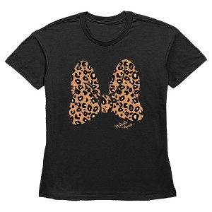 Women's Mickey & Friends Cheetah Print Minnie Mouse Bow T-Shirt - 1 of 3