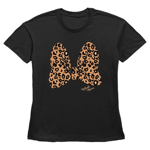 Women's Mickey & Friends Cheetah Print Minnie Mouse Bow T-shirt : Target