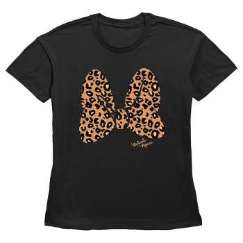 Women's Mickey & Friends Cheetah Print Minnie Mouse Bow T-Shirt