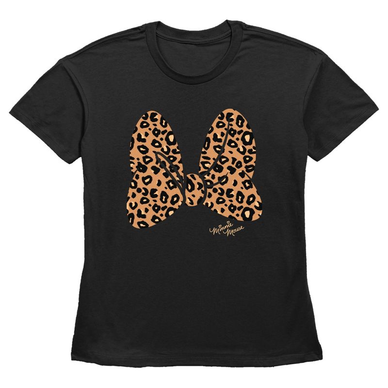 Women's Mickey & Friends Cheetah Print Minnie Mouse Bow T-Shirt, 1 of 4