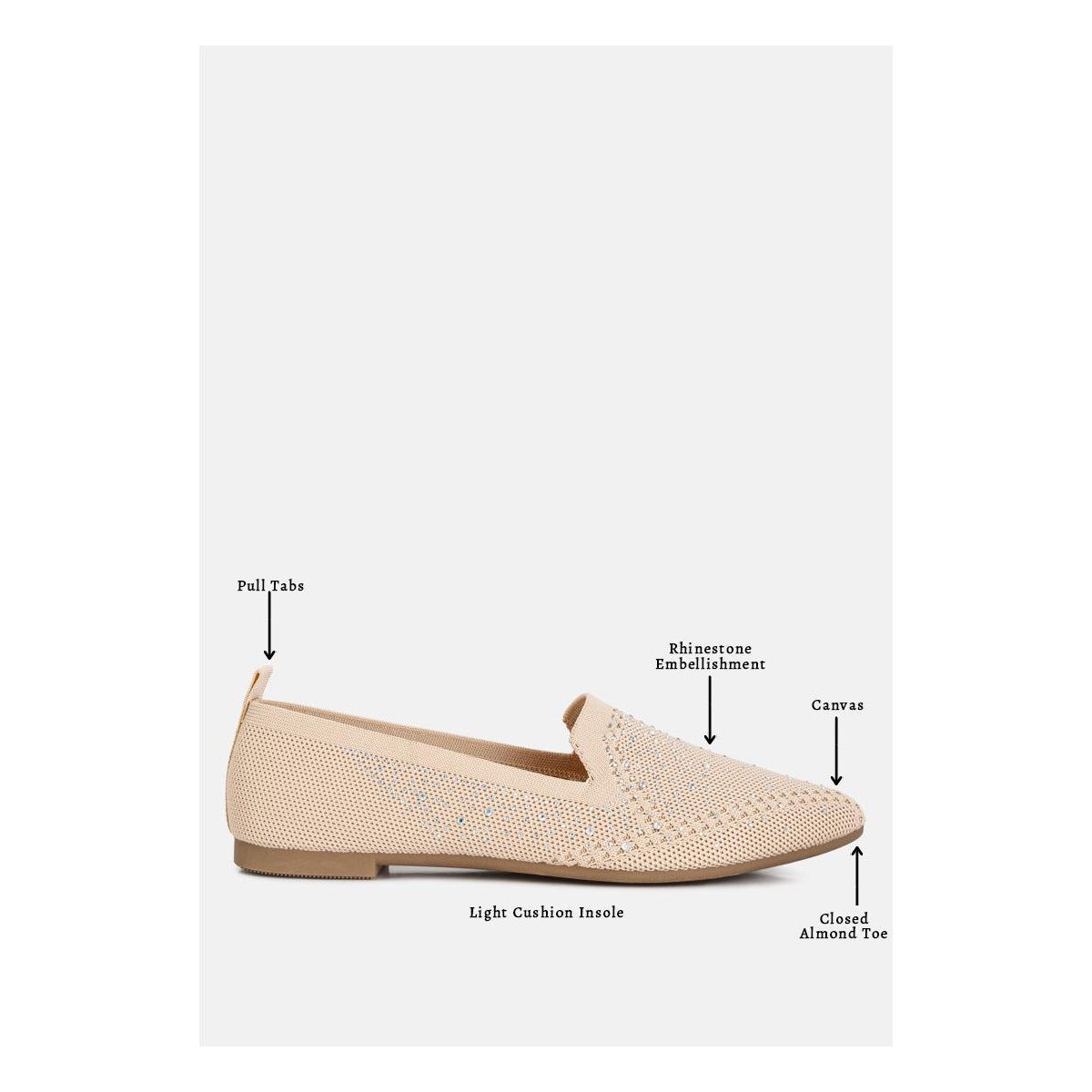 Женские туфли London Rag Womens Abedi Rhinestone Embellished Pull Tab Loafers 7 — фото 6