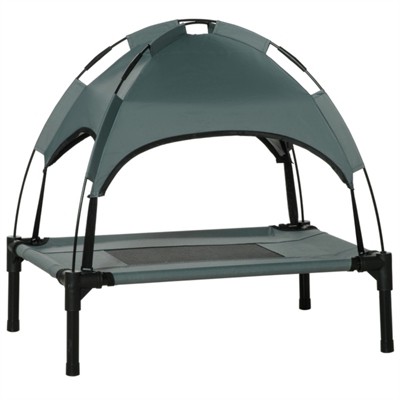 VisioGear Outdoor Pet Bed with Removable Canopy, Portable Pet Bed for Camping, Hiking, Grey & Black, 24"*24.5"*18"