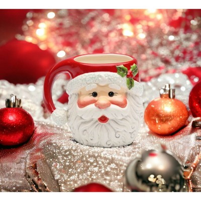 Festive Red and White Ceramic Santa Claus Mug