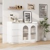 Gaomon Sideboard Buffet Cabinet with Glass Doors, 48" Large Buffet Cabinets with 3 Led Lights, Modern Buffet Table with 3 Drawers - 3 of 4