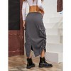 Women Y2k Cargo Long Skirt Low Waist Drawstring Maxi Skirt Ruched Vintage Slit Cargo Skirt with Pockets - 2 of 4