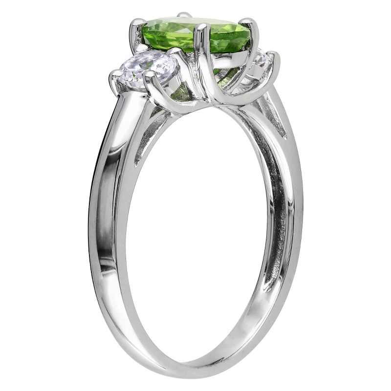 1.25 CT. T.W. Peridot and .64 CT. T.W. Sapphire 4-Prong Setting Ring in Sterling Silver, 3 of 5