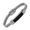 Steeltime Men's stainless steel and simulated black onyx id bracelet with simulated diamonds - 2 of 4
