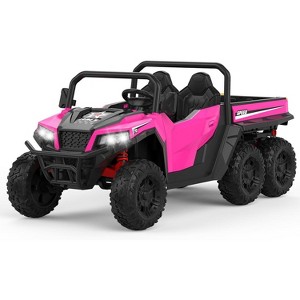 Coucheta 24V 4WD Ride On Dump Truck with Remote Control, 2 Seater Kids Electric Toy Truck with Dump Bed & LED Lights - 1 of 4