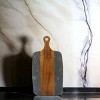 Slickblue 13.75” x 7.25” White/Black Marble & Acacia Wood Board - Reversible, Stylish Serving Board with Handles - 4 of 4