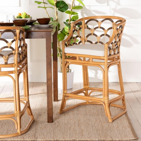 Bali Pari Veneto Modern Bohemian Light Honey And Dark Brown Rattan Bar Stool Target