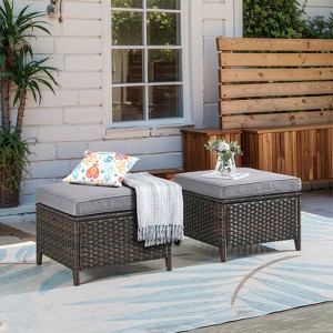 Gymojoy Outdoor Patio Footstool Ottomans with Cushion - 1 of 4